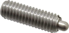 Vlier - 3/8-16, 1-1/8" Thread Length, 3/16" Plunger Projection, Stainless Steel Threaded Spring Plunger - 0.186 - 3/16" Max Plunger Diam, 1-1/8" Plunger Length, 2.8 Lb Init End Force, 7.2 Lb Final End Force - Benchmark Tooling