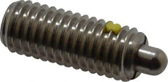 Vlier - 1/2-13, 1-1/4" Thread Length, 1/4" Plunger Projection, Stainless Steel Threaded Spring Plunger - 0.247 - 1/4" Max Plunger Diam, 1-1/4" Plunger Length, 6.6 Lb Init End Force, 17.4 Lb Final End Force - Benchmark Tooling