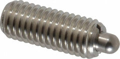 Vlier - 1/2-13, 1-1/4" Thread Length, 1/4" Plunger Projection, Stainless Steel Threaded Spring Plunger - 0.247 - 1/4" Max Plunger Diam, 1-1/4" Plunger Length, 2.7 Lb Init End Force, 9.3 Lb Final End Force - Benchmark Tooling