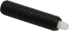 Vlier - 10-32, 3/4" Thread Length, 1/8" Plunger Projection, Steel Threaded Spring Plunger - 0.09 - 0.092" Max Plunger Diam, 3/4" Plunger Length, 1.3 Lb Init End Force, 2.7 Lb Final End Force - Benchmark Tooling