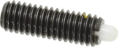 Vlier - 3/8-16, 1-1/8" Thread Length, 3/16" Plunger Projection, Steel Threaded Spring Plunger - 0.185 - 3/16" Max Plunger Diam, 1-1/8" Plunger Length, 2.8 Lb Init End Force, 7.2 Lb Final End Force - Benchmark Tooling