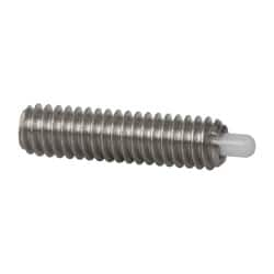 Vlier - 8-32, 5/8" Thread Length, 3/32" Plunger Projection, Stainless Steel Threaded Spring Plunger - 0.068 - 0.07" Max Plunger Diam, 5/8" Plunger Length, 2.7 Lb Init End Force, 7.3 Lb Final End Force - Benchmark Tooling