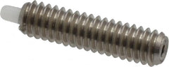 Vlier - 8-32, 5/8" Thread Length, 3/32" Plunger Projection, Stainless Steel Threaded Spring Plunger - 0.068 - 0.07" Max Plunger Diam, 5/8" Plunger Length, 0.7 Lb Init End Force, 2.3 Lb Final End Force - Benchmark Tooling