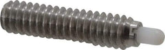 Vlier - 1/4-20, 1" Thread Length, 3/16" Plunger Projection, Stainless Steel Threaded Spring Plunger - 0.116 - 0.118" Max Plunger Diam, 1" Plunger Length, 1 Lb Init End Force, 4 Lb Final End Force - Benchmark Tooling