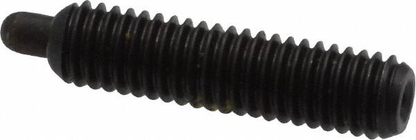 Vlier - 10-32, 3/4" Thread Length, 1/8" Plunger Projection, Steel Threaded Spring Plunger - 0.091 - 0.092" Max Plunger Diam, 3/4" Plunger Length, 2.9 Lb Init End Force, 11.1 Lb Final End Force, 0.063" Hex - Benchmark Tooling