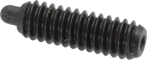 Vlier - 1/4-20, 3/4" Thread Length, 1/8" Plunger Projection, Steel Threaded Spring Plunger - 0.117 - 0.118" Max Plunger Diam, 3/4" Plunger Length, 2 Lb Init End Force, 9 Lb Final End Force, 0.079" Hex - Benchmark Tooling