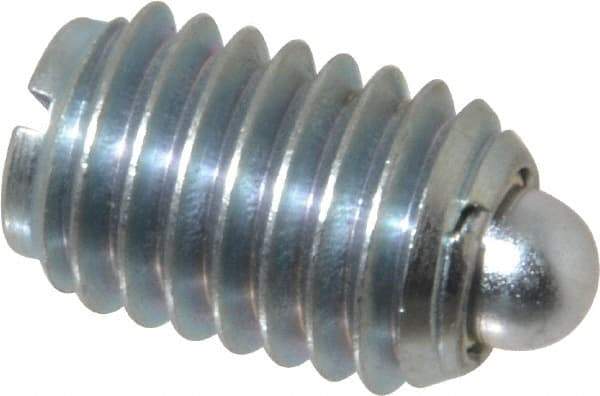 Vlier - 1/2-13, 3/4" Thread Length, 0.151" Plunger Projection, Steel Threaded Spring Plunger - 1/4" Max Plunger Diam, 0.75" Plunger Length, 1.75 Lb Init End Force, 5.5 Lb Final End Force - Benchmark Tooling