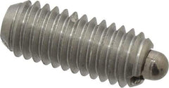 Vlier - 10-32, 0.468" Thread Length, 0.065" Plunger Projection, Stainless Steel Threaded Spring Plunger - 0.093" Max Plunger Diam, 0.468" Plunger Length, 0.75 Lb Init End Force, 2.5 Lb Final End Force - Benchmark Tooling