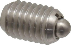 Vlier - 1/2-13, 3/4" Thread Length, 0.151" Plunger Projection, Stainless Steel Threaded Spring Plunger - 1/4" Max Plunger Diam, 0.75" Plunger Length, 5 Lb Init End Force, 28 Lb Final End Force - Benchmark Tooling