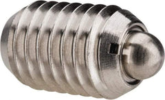 Vlier - 1/2-13, 3/4" Thread Length, 0.151" Plunger Projection, Stainless Steel Threaded Spring Plunger - 1/4" Max Plunger Diam, 0.75" Plunger Length, 1.75 Lb Init End Force, 5.5 Lb Final End Force - Benchmark Tooling