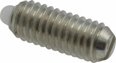 Vlier - 10-32, 0.468" Thread Length, 0.065" Plunger Projection, Steel Threaded Spring Plunger - 0.093" Max Plunger Diam, 0.468" Plunger Length, 0.75 Lb Init End Force, 2.5 Lb Final End Force - Benchmark Tooling