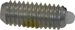 Vlier - 10-32, 0.468" Thread Length, 0.065" Plunger Projection, Steel Threaded Spring Plunger - 0.093" Max Plunger Diam, 0.468" Plunger Length, 0.75 Lb Init End Force, 2.5 Lb Final End Force - Benchmark Tooling