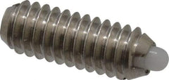 Vlier - 8-32, 7/16" Thread Length, 0.052" Plunger Projection, Stainless Steel Threaded Spring Plunger - 0.07" Max Plunger Diam, 0.437" Plunger Length, 0.5 Lb Init End Force, 1.5 Lb Final End Force - Benchmark Tooling