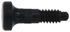 Vlier - 1/4-20, 0.16" Max Plunger Diam, 0.12 Lb Init to 0.36 Lb Final End Force, Knob Handle Plunger - Delrin Knob, 0.63" Body Length, 1/2" Length Under Head/Shoulder, 0.13" Plunger Projection - Benchmark Tooling