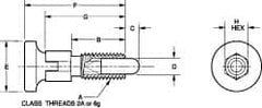 Vlier - 3/8-16, 1/4" Max Plunger Diam, 0.25 Lb Init to 2 Lb Final End Force, Knob Handle Plunger - Delrin Knob, 0.94" Body Length, 3/4" Length Under Head/Shoulder, 0.18" Plunger Projection - Benchmark Tooling