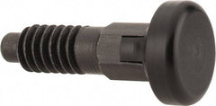 Vlier - 1/2-13, 0.31" Max Plunger Diam, 0.5 Lb Init to 1.75 Lb Final End Force, Locking Knob Handle Plunger - Delrin Knob, 1-1/4" Body Length, 1" Length Under Head/Shoulder, 1/4" Plunger Projection - Benchmark Tooling