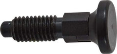 Vlier - 1/2-13, 0.31" Max Plunger Diam, 0.5 Lb Init to 1.75 Lb Final End Force, Locking Knob Handle Plunger - Delrin Knob, 1-1/4" Body Length, 1" Length Under Head/Shoulder, 1/4" Plunger Projection - Benchmark Tooling