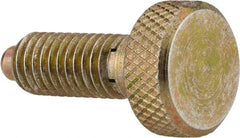 Vlier - 3/8-16, 3/4" Thread Length, 0.185" Max Plunger Diam, 1 Lb Init to 8 Lb Final End Force, Knob Handle Plunger - Knurled Knob, 0.94" Body Length, 3/4" Length Under Head/Shoulder, 0.218" Plunger Projection - Benchmark Tooling