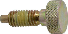 Vlier - 3/8-16, 3/4" Thread Length, 0.185" Max Plunger Diam, 1 Lb Init to 8 Lb Final End Force, Knob Handle Plunger - Knurled Knob, 0.94" Body Length, 3/4" Length Under Head/Shoulder, 0.218" Plunger Projection - Benchmark Tooling