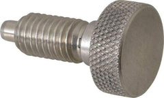 Vlier - 1/2-13, 7/8" Thread Length, 1/4" Max Plunger Diam, 1 Lb Init to 10 Lb Final End Force, Knob Handle Plunger - Knurled Knob, 1.13" Body Length, 7/8" Length Under Head/Shoulder, 1/4" Plunger Projection - Benchmark Tooling