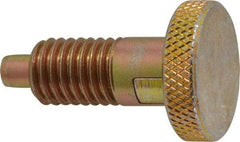 Vlier - 1/2-13, 0.65" Thread Length, 1/4 to 1/4" Max Plunger Diam, 0.5 Lb Init to 4 Lb Final End Force, Locking Knob Handle Plunger - Knurled Knob, 0.9" Length Under Head/Shoulder, 1/4" Plunger Projection - Benchmark Tooling