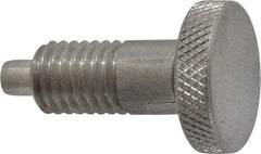 Vlier - 1/2-13, 0.65" Thread Length, 1/4 to 1/4" Max Plunger Diam, 0.5 Lb Init to 4 Lb Final End Force, Locking Knob Handle Plunger - Knurled Knob, 0.9" Length Under Head/Shoulder, 1/4" Plunger Projection - Benchmark Tooling