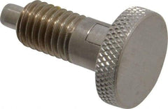 Vlier - 1/2-13, 0.65" Thread Length, 1/4 to 1/4" Max Plunger Diam, 0.5 Lb Init to 4 Lb Final End Force, Locking Knob Handle Plunger - Knurled Knob, 0.9" Length Under Head/Shoulder, 1/4" Plunger Projection - Benchmark Tooling