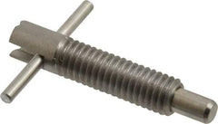 Vlier - 3/8-16 Thread, 2" Body Length, 3/8" Plunger Projection, 0.233" Plunger Diam, Stainless Steel, Locking T Handle Plunger - 1.2" Thread Length, 1-1/2" Handle Length, 1.68" Plunger Length, 2 Lb Initial End Force, 4 Lb Final End Force, - Benchmark Tooling