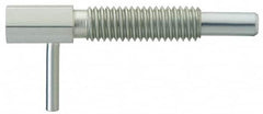 Gibraltar - 1/4-20, 0.8" Thread Length, 0.16" Plunger Diam, 0.5 Lb Init to 2.5 Lb Final End Force, Stainless Steel Locking L Handle Plunger - 1-1/4" Body Length, 0.8" Length Under Head, 0.38" Plunger Projection - Benchmark Tooling