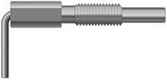 Vlier - 5/8-11, 1.82" Thread Length, 0.38" Plunger Diam, 1 Lb Init to 5 Lb Final End Force, Stainless Steel L Handle Plunger - 3.05" Body Length, 2" Length Under Head, Locking Element, 1" Plunger Projection - Benchmark Tooling