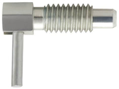 Vlier - 3/8-16, 0.62" Thread Length, 1/4" Plunger Diam, 0.25 Lb Init to 1.25 Lb Final End Force, Stainless Steel Locking L Handle Plunger - 1.13" Body Length, 3/4" Length Under Head, Locking Element, 0.3" Plunger Projection - Benchmark Tooling