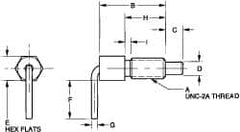 Vlier - 1/4-20, 1/2" Thread Length, 0.16" Plunger Diam, 0.12 Lb Init to 0.5 Lb Final End Force, Steel L Handle Plunger - 3/4" Body Length, 1/2" Length Under Head, 0.2" Plunger Projection - Benchmark Tooling