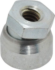 Vlier - 1/4-20, 5/8" Pad Diam, Uncoated Bottom, Steel Toggle Pad - 5/16 Depth, 5/8" OAL, 1/2" Width Across Flats, Zinc Plated Gold Chromate, 15° Swivel Angle - Benchmark Tooling