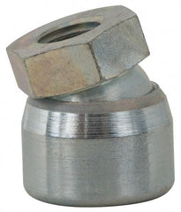 Vlier - 3/4-10, 1-1/4" Pad Diam, Uncoated Bottom, Steel Toggle Pad - 5/8 Depth, 1-11/32" OAL, 1-1/16" Width Across Flats, Zinc Plated Gold Chromate, 15° Swivel Angle - Benchmark Tooling