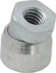 Vlier - 5/16-18, 11/16" Pad Diam, Uncoated Bottom, Steel Toggle Pad - 3/8 Depth, 3/4" OAL, 5/16" Width Across Flats, Zinc Plated Gold Chromate, 15° Swivel Angle - Benchmark Tooling