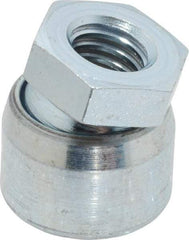 Vlier - 3/8-16, 3/4" Pad Diam, Uncoated Bottom, Steel Toggle Pad - 3/8 Depth, 3/16" OAL, 5/8" Width Across Flats, Zinc Plated Gold Chromate, 15° Swivel Angle - Benchmark Tooling