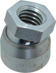 Vlier - 1/2-13, 7/8" Pad Diam, Uncoated Bottom, Steel Toggle Pad - 7/16 Depth, 15/16" OAL, 3/4" Width Across Flats, Zinc Plated Gold Chromate, 15° Swivel Angle - Benchmark Tooling