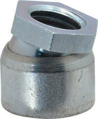 Vlier - 5/8-11, 11/16" Pad Diam, Uncoated Bottom, Steel Toggle Pad - 7/16 Depth, 1" OAL, 7/8" Width Across Flats, Zinc Plated Gold Chromate, 15° Swivel Angle - Benchmark Tooling