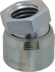 Vlier - 3/4-10, 1-1/4" Pad Diam, Uncoated Bottom, Steel Toggle Pad - 5/8 Depth, 1-11/32" OAL, 1-1/16" Width Across Flats, Zinc Plated Gold Chromate, 15° Swivel Angle - Benchmark Tooling
