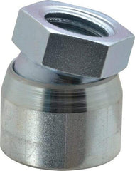 Vlier - 1-8, 1-5/8" Pad Diam, Uncoated Bottom, Steel Toggle Pad - 13/16 Depth, 1-53/64" OAL, 1-3/8" Width Across Flats, Zinc Plated Gold Chromate, 15° Swivel Angle - Benchmark Tooling