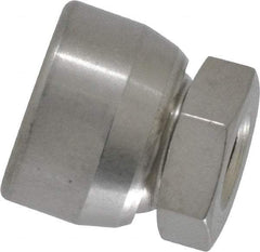 Vlier - 1/4-20, 5/8" Pad Diam, Uncoated Bottom, Stainless Steel Toggle Pad - 5/16 Depth, 5/8" OAL, 1/2" Width Across Flats, 15° Swivel Angle - Benchmark Tooling