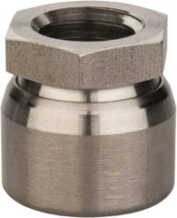 Vlier - 5/8-11, 11/16" Pad Diam, Uncoated Bottom, Stainless Steel Toggle Pad - 7/16 Depth, 1" OAL, 7/8" Width Across Flats, 15° Swivel Angle - Benchmark Tooling