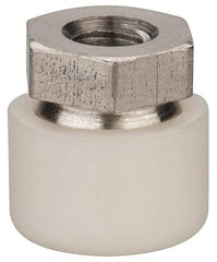 Vlier - 1/4-20, 5/8" Pad Diam, Uncoated Bottom, Stainless Steel Toggle Pad - 5/16 Depth, 5/8" OAL, 1/2" Width Across Flats, 15° Swivel Angle - Benchmark Tooling