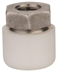 Vlier - 5/16-18, 11/16" Pad Diam, Uncoated Bottom, Stainless Steel Toggle Pad - 3/8 Depth, 3/4" OAL, 9/16" Width Across Flats, 15° Swivel Angle - Benchmark Tooling
