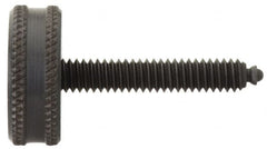 Vlier - 3/8-16 Knurled Shoulderless Swivel Pad Tip Steel Thumb Screw - 3" OAL, 1-1/4" Head Diam x 1/2" Head Height, Black Oxide Finish - Benchmark Tooling