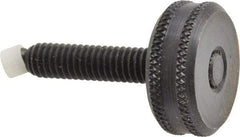 Vlier - 5/16-18 Knurled Shoulderless Swivel Pad Tip Steel Thumb Screw - 1-15/16" OAL, 1-1/8" Head Diam x 7/16" Head Height, Black Oxide Finish - Benchmark Tooling