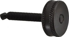 Vlier - 1/4-20 Knurled Shoulderless Swivel Pad Tip Steel Thumb Screw - 1-7/8" OAL, 1" Head Diam x 3/8" Head Height, Black Oxide Finish - Benchmark Tooling