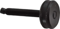 Vlier - 5/16-18 Knurled Shoulderless Swivel Pad Tip Steel Thumb Screw - 2-7/16" OAL, 1-1/8" Head Diam x 7/16" Head Height, Black Oxide Finish - Benchmark Tooling