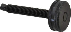 Vlier - 3/8-16 Knurled Shoulderless Swivel Pad Tip Steel Thumb Screw - 3" OAL, 1-1/4" Head Diam x 1/2" Head Height, Black Oxide Finish - Benchmark Tooling
