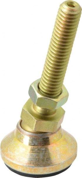 Vlier - 3/8-16 Bolt Thread, Studded Pivotal Stud Mount Leveling Pad & Mount - 2,800 Max Lb Capacity, 1-1/4" Base Diam - Benchmark Tooling